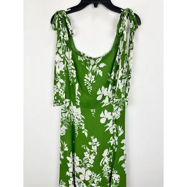 Reformation Twilight Mystique Midi Dress Floral Viscose Green Square Neck US 8 - Image 3