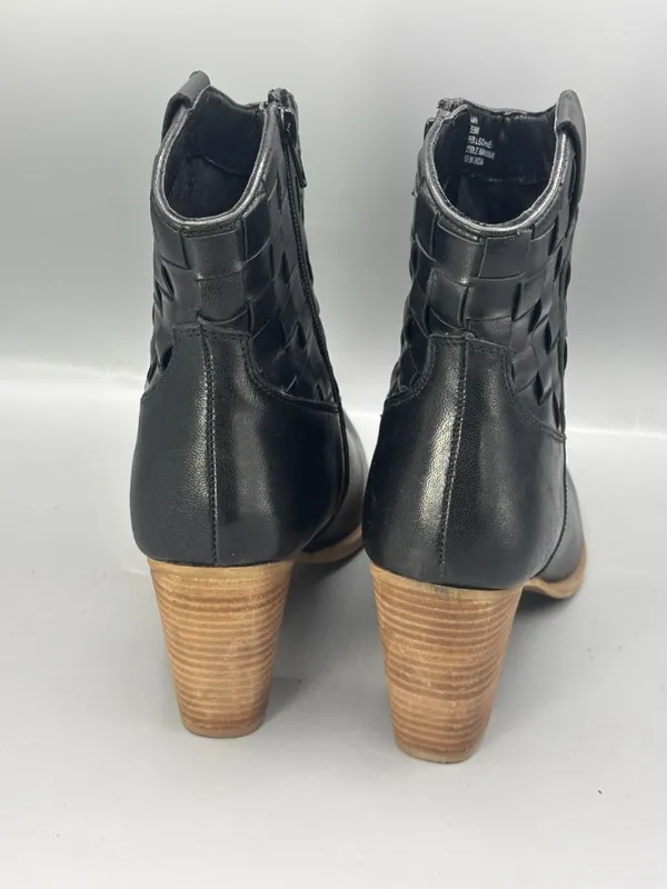 Matisse Dawn Western Booties Boots Women 9M Black Leather Stacked Heel Side Zip - Image 4