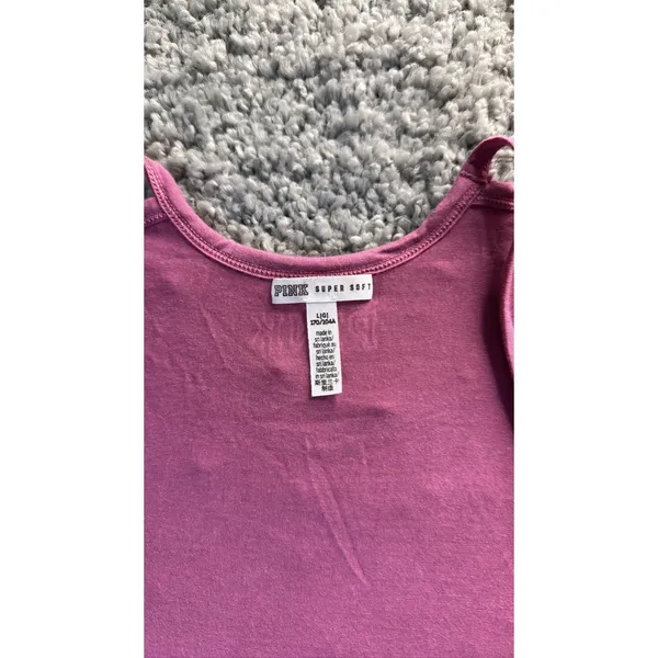 PINK Victoria's Secret Women's L Pink Cutout Strappy V-Neck T-Shirt - Image 2