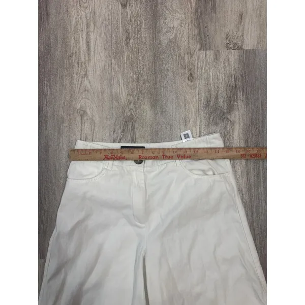 Zara Womens White Cotton Linen Blend Wide Leg High Rise Pants Size M 28 - Image 5