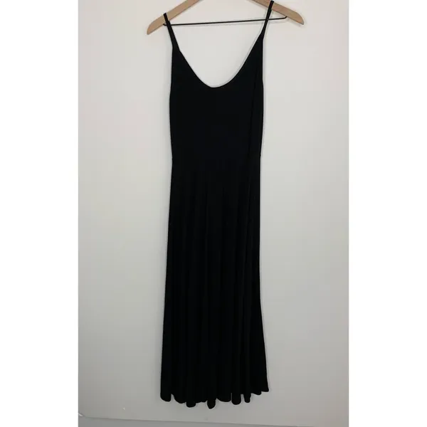 Reformation A-Line Fitted Scoop Neck Midi Length Dress Womens Small Black - Image 2