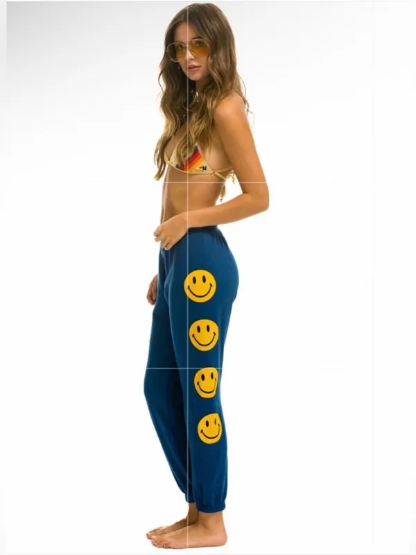 Aviator Nation Women’s Smiley 2 Sweatpants Jogger Royal Navy Blue Small - Image 2