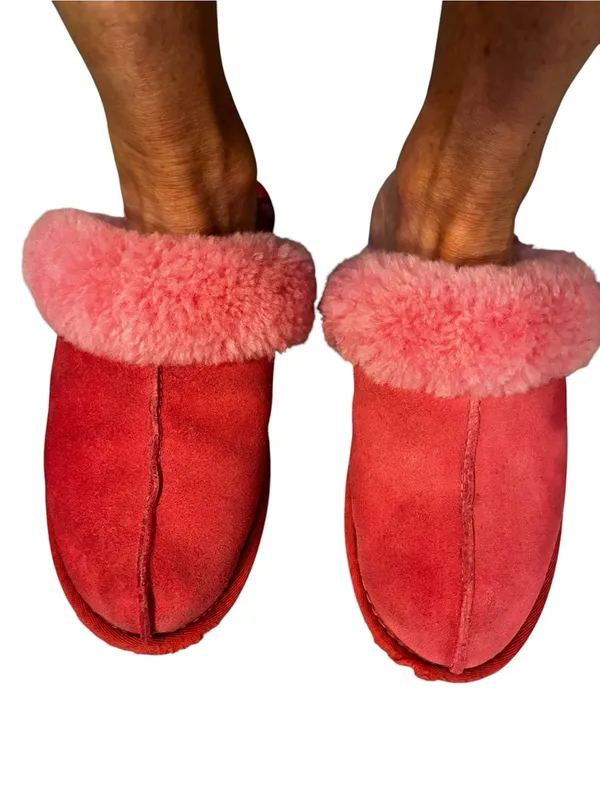 UGG Women's Pink Suede Shearling-Lined Slip-On Slippers - Image 4