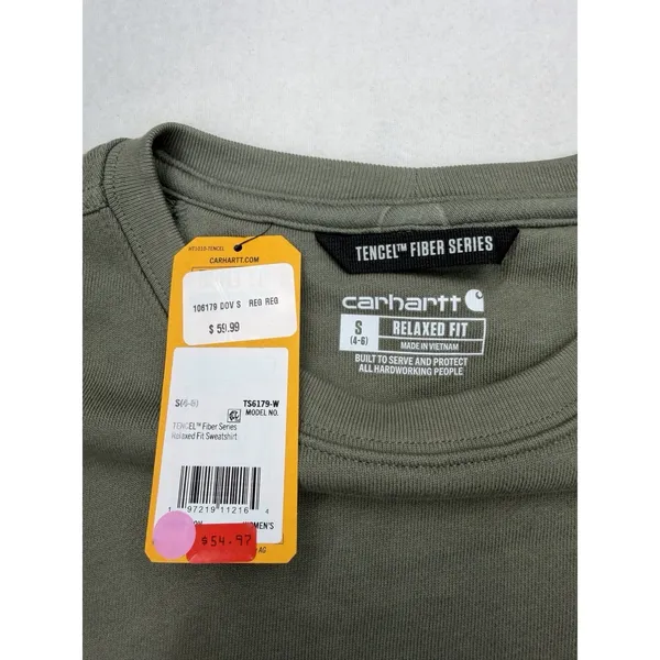 Carhartt Women's Tencel Crew Sweatshirt Green Small NWT NEW $60 MSRP - Image 3