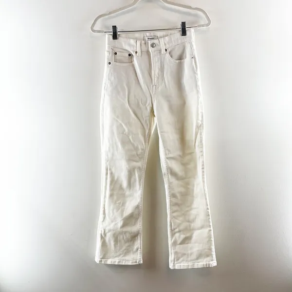 Spanx SPANXsculpt ReDefine High Waisted Kick Flare Cropped Jeans Cream 4 - Image 3
