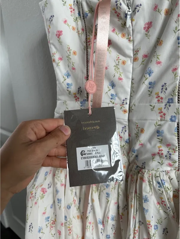 HOUSE OF CB Ysabella White Posy Print Cotton Maxi Sundress NEW Size XS - Image 5