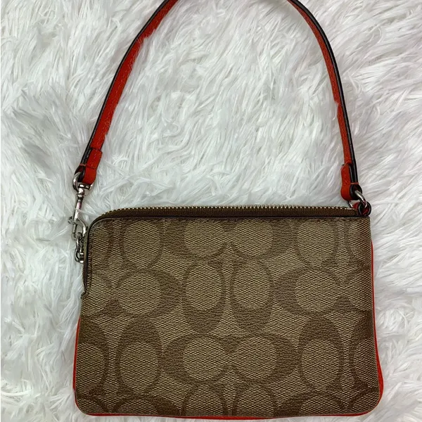 COACH Brown and Orange Coated Canvas Wristlet - Image 2