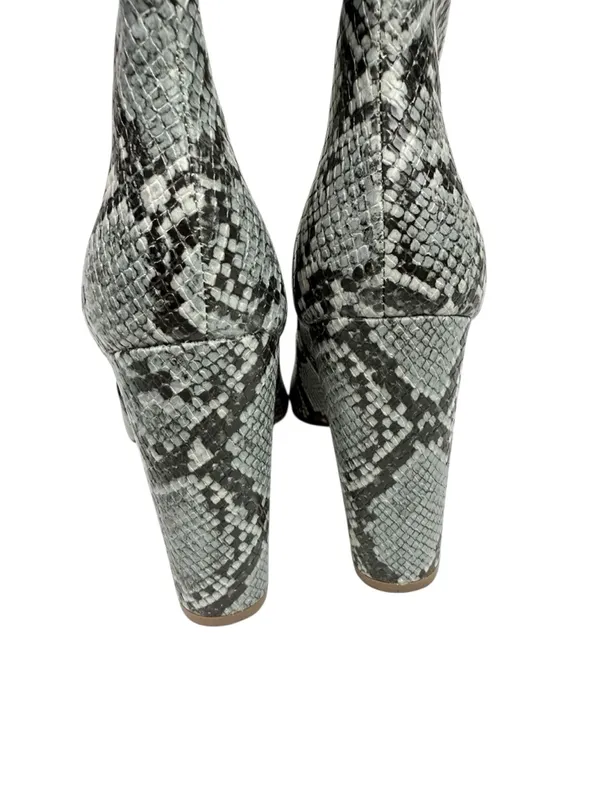 Steve Madden Rouge Gray Snakeskin Faux Leather Point Toe Knee‎ High Boots Size 9 - Image 6