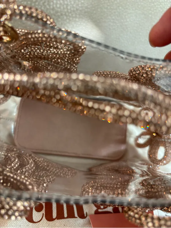 NWT cult gaia clear mini tote with rose gold beaded floral accents - Image 12