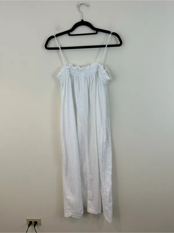 H&M White Cotton Sleeveless with Smocked Bodice Size Small - Image 4