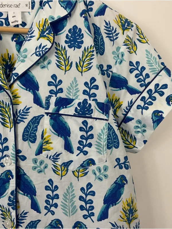 Denise Rae Parrot Print Shorts Sleep Set Womens Size XS - Image 2