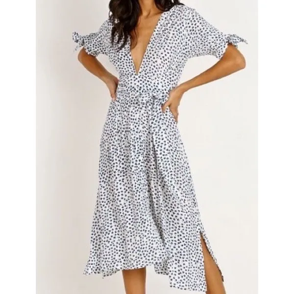 FAITHFULL THE BRAND Women's Blue Rae Casual Floral Print Nina Midi Dress Size 4 - Image 5