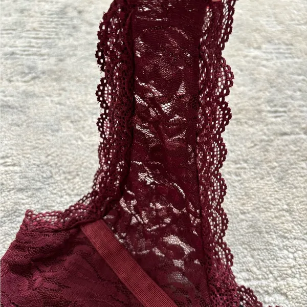 Shinestar Burgundy Sheer Lace Bodysuit Teddies Size M - Image 11