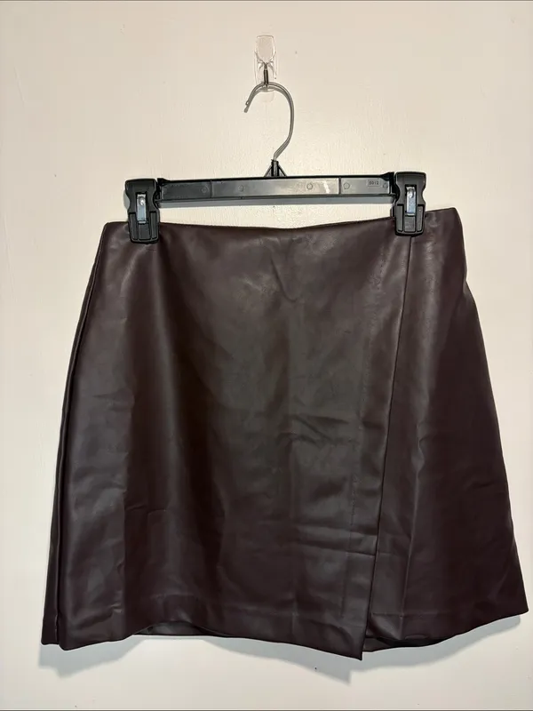 Old Navy NWT High-Waisted Faux-Leather Chocolate Brown Mini Skirt Size S - Image 2