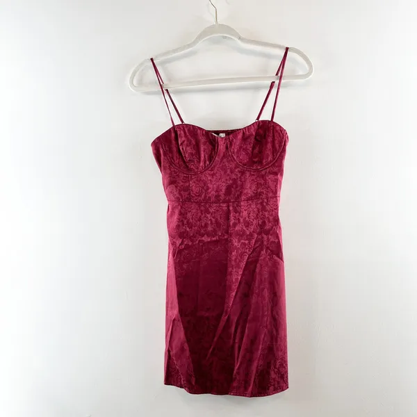 Princess Polly Diva Satin Floral Sleeveless Underwired Mini Dress Red 4 - Image 5