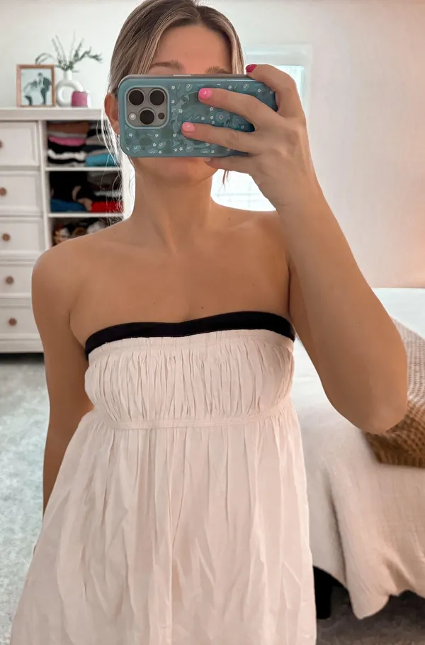 Maeve Cream Strapless Midi Dress With Low Back - Image 5