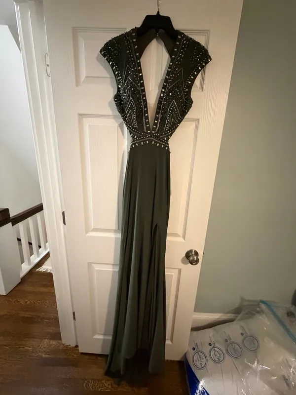 Green Embellished Mac Duggal Gown - Image 4