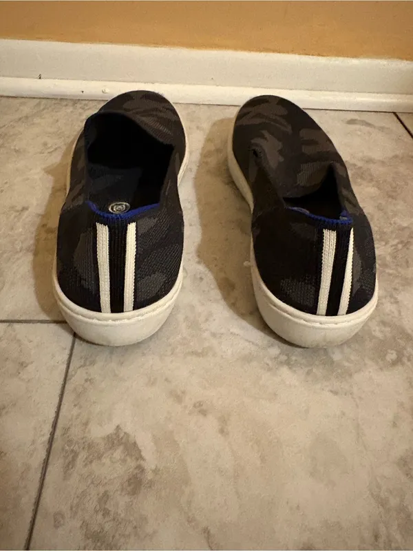Rothy’s The Original Slip-On Sneakers in Black & Gray Camo - Image 5