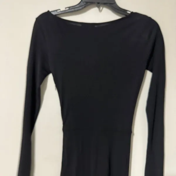 STAUD Gres Draped Midi Dress Size XS Black Long Sleeve - Image 8