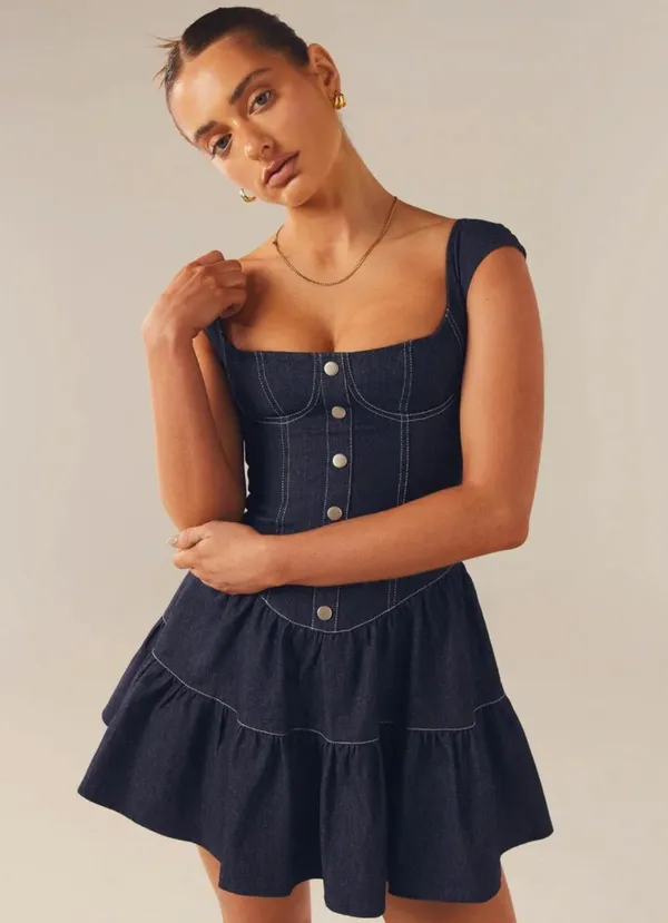 Peppermayo Isabella Denim Bustier Dress Indigo - Image 2