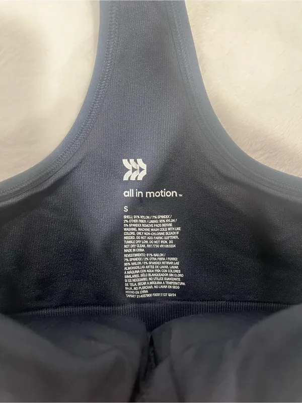 All In Motion Black Glitter Crop Tank Top Sports Bra - Size Small - Image 5