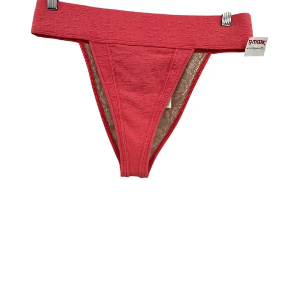 Free People free-est Dylan Lurex High-Waist‎ Bikini Bottom Coral Pink Size XL - Image 4