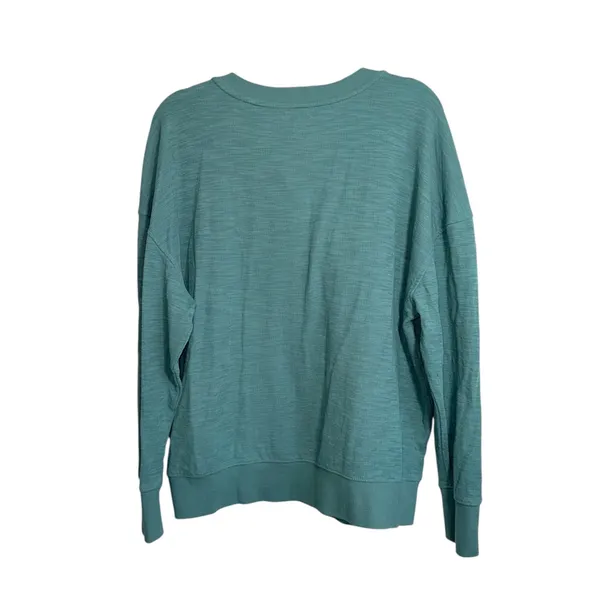 Maurices Relaxed Fit Henley Sweatshirt Solid Teal Green Pullover - Image 5