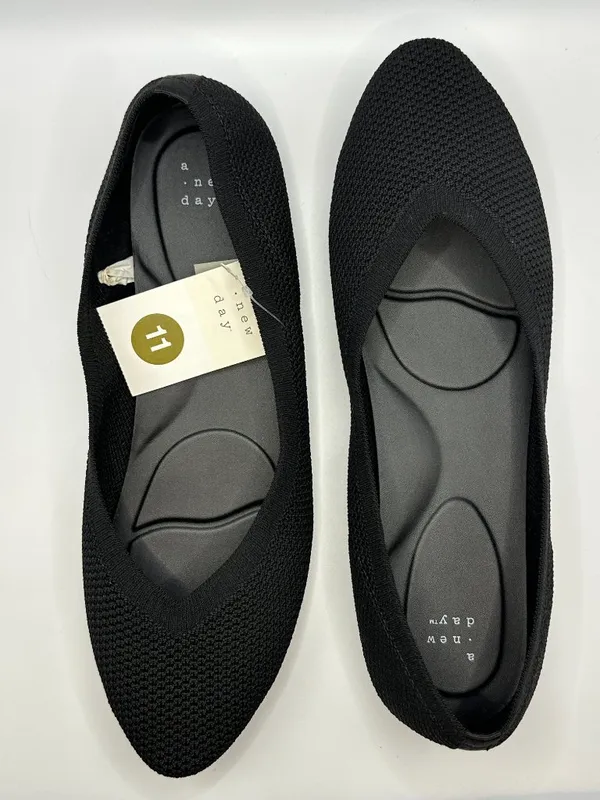 NWT A New Day Black Knit Pointed Toe Ballet Flats 11 Clean Girl Minimalist - Image 6