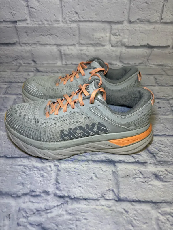 Hoka One One Bondi 7 Womens 9 D WIDE Running Shoes Harbor Mist Running Athletic - Image 2