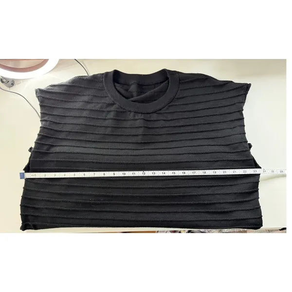 Black Textured Ribbed Knit Sweater‎ Vest Sleeveless Crew Neck Top XXL N5G045 - Image 5