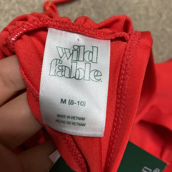 Wild Fable Hot Red Double Ring Center Bikini Swim Top Size M - Image 3