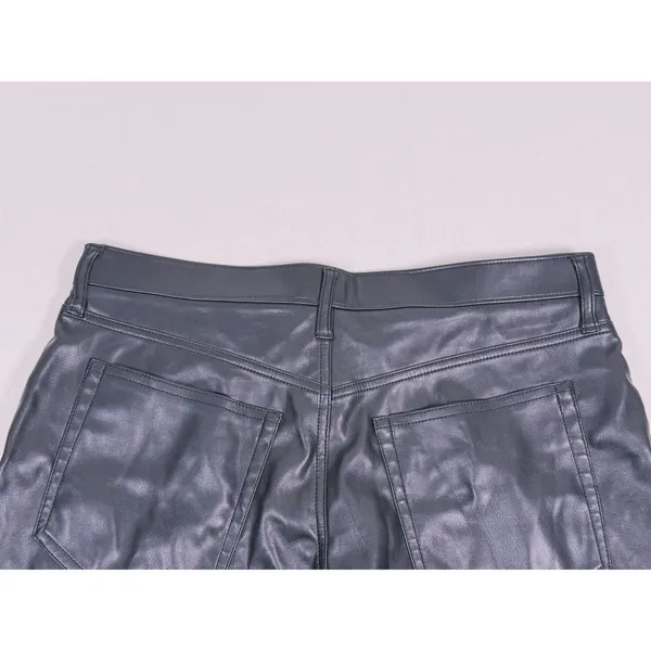 Abercrombie & Fitch Curve Love Vegan Leather Dad Shorts Size 32 Black Biker Moto - Image 6