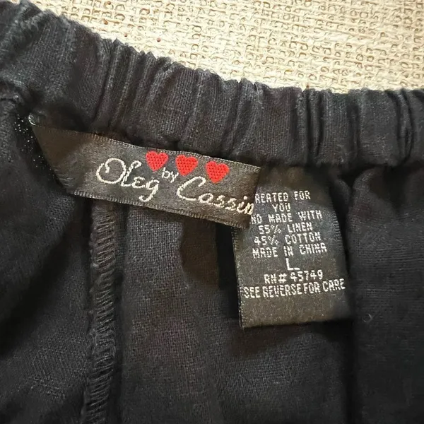 Oleg Cassini black linen capri pant size L - Image 7