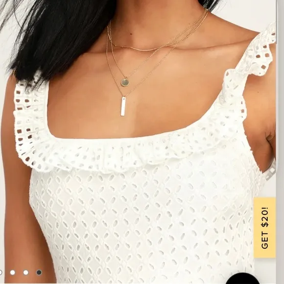 Lulus Make‎ a Wish White Eyelet Ruffled Mini Dress MEDIUM - Image 3