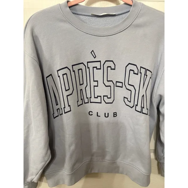 Altar’d State Apre's Ski Club Baby Blue Oversized Sweatshirt, S - Image 2