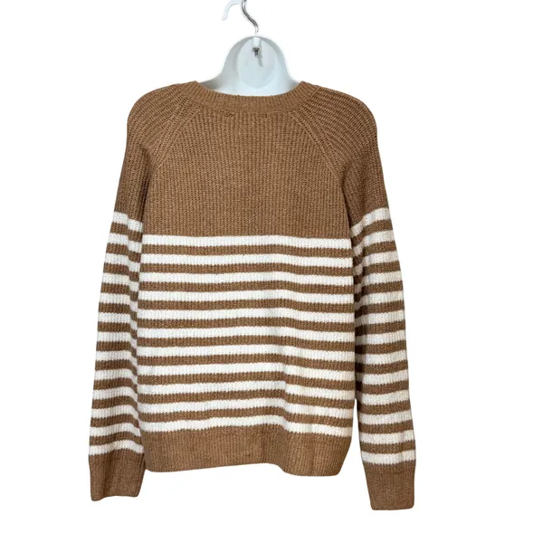 Market & Spruce Brown White Striped Button Front Cardigan Sweater Womens Large - Image 2