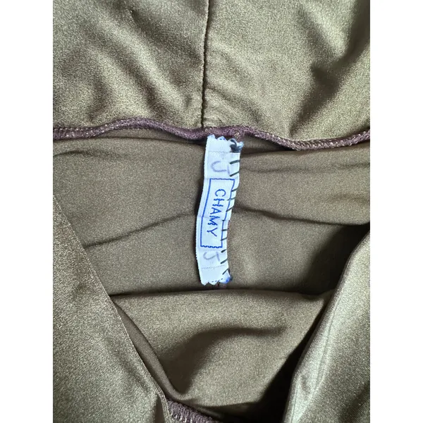 Chamy Purple Sheer Pants with Lining Green Yoga Waistband Vintage - Image 5