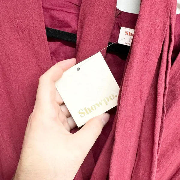 Nwt Showpo Women Free Mind Dress In Wine Linen Look Size 2‎ - Image 3
