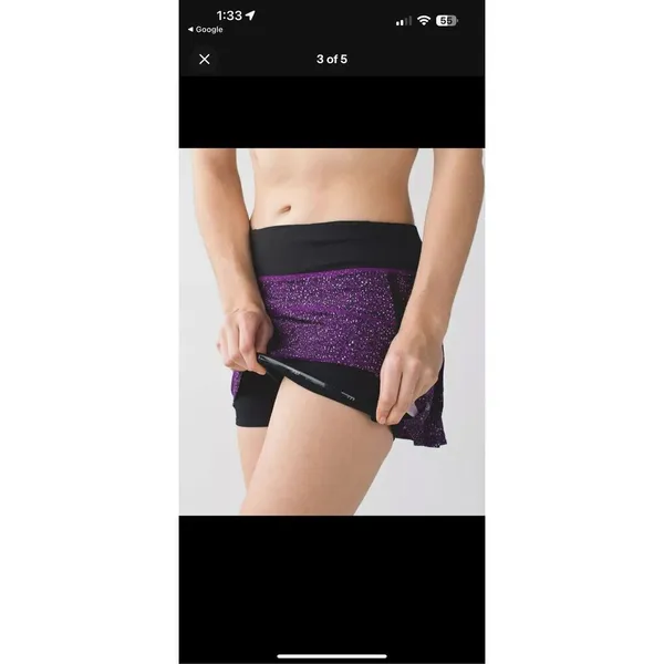 Lululemon Purple Speckled Athletic Skort Size 6 Built-In Shorts Zipper Pocket - Image 3