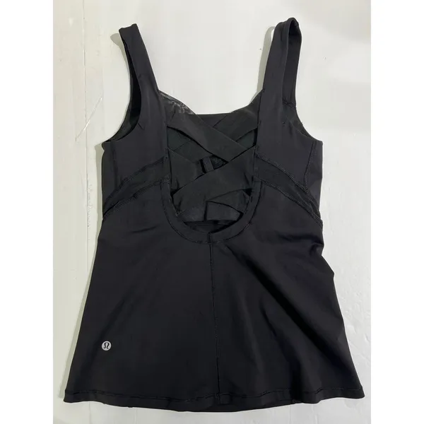 Lululemon Athletica Black Crisscross Back Tank Top Size 6 - Image 8