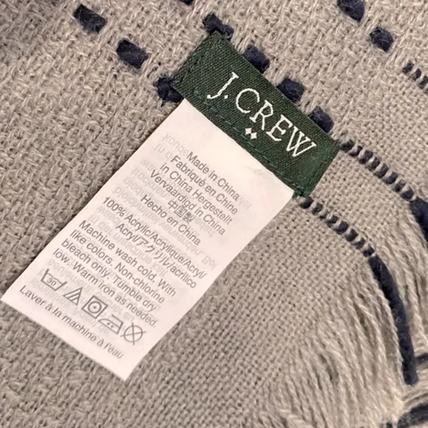 J. Crew Striped Scarf Fringe Oversize Wrap OS Travel Fall Winter Academia Preppy - Image 5