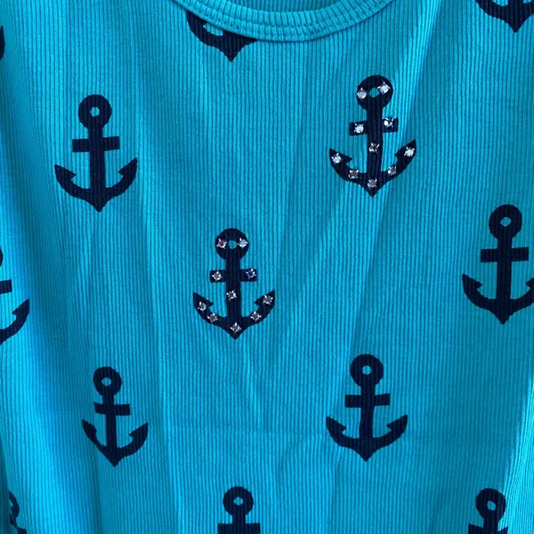Primp Y2K Blue Rhinestone Anchor Tank Top Size Medium - Image 5