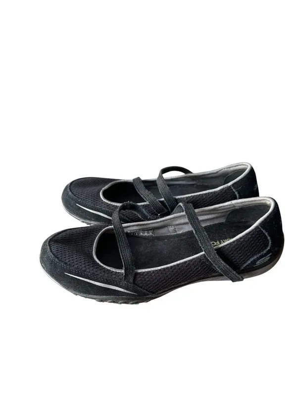 Skechers Size 6 Women Relaxed Fit Memory Foam Bikers Sneakers Black New - Image 3