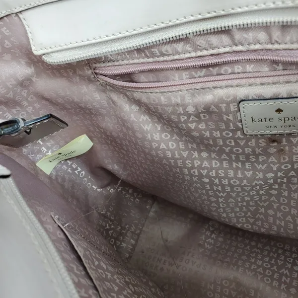 Kate Spade Leather Tote Bag Women L Beige‎ Pink Nude Gold Logo Shoulder Bag AVA - Image 5