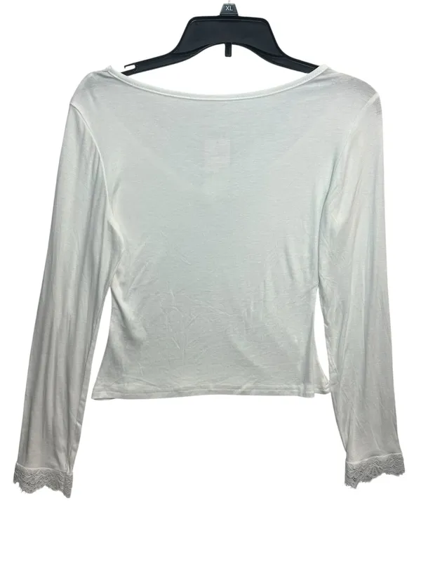 CUPSHE White Lace Trim Long Sleeve Top Size S NWT Romantic Coquette Y2K - Image 4
