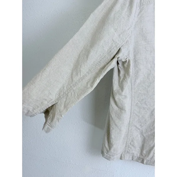 Minimalist 100% Linen Chore Jacket Beige Cherokee XXL Button Up Shacket - Image 6
