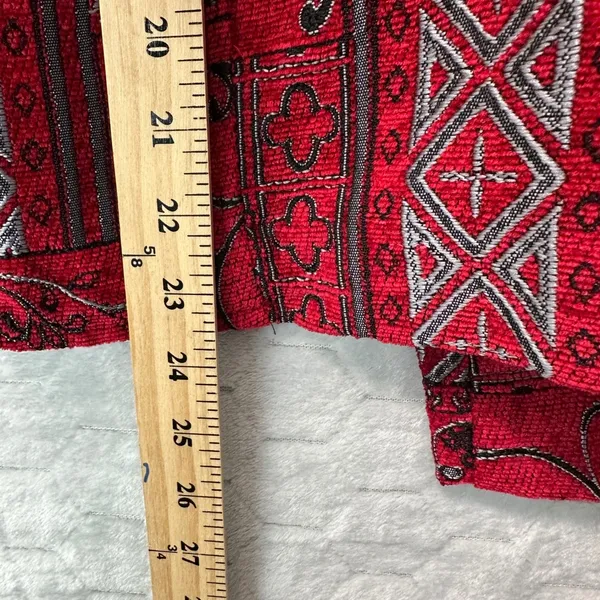 Molly & Maxx Red‎ Tapestry Jacket M Boho Festival Zip Up Ethnic Print Blazer - Image 7