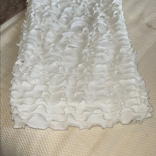 NWOT Special Gianni Bini Strapless White Pearl Ruffle Trimmed and Textured Dress - Image 5