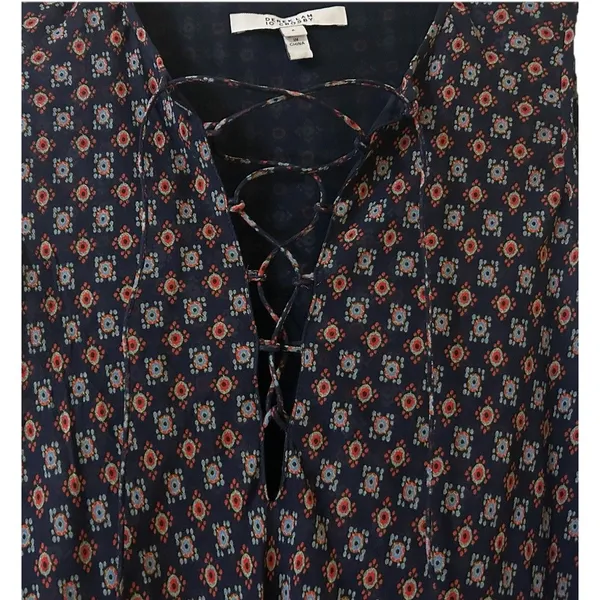 Derek Lam 10 Crosby Navy Silk Handkerchief Dress Sz 6 Lace Up Layered Flowy Boho - Image 2