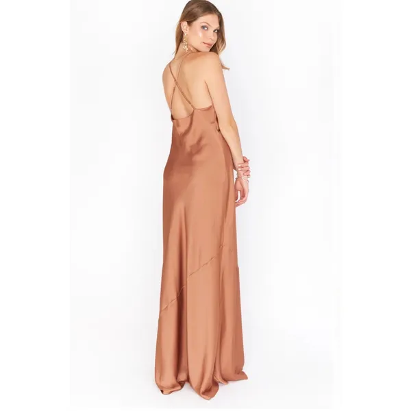 Show Me Your MuMu Tuscany Maxi Slip Dress Copper Luxe Satin Size Small - Image 3
